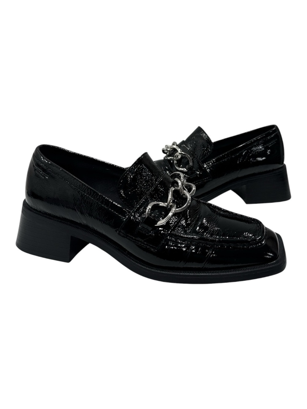 VAGABOND Patent Leather Chain-Accent Block Heel Blanca Loafers size 39 US 9 - Picture 8 of 12